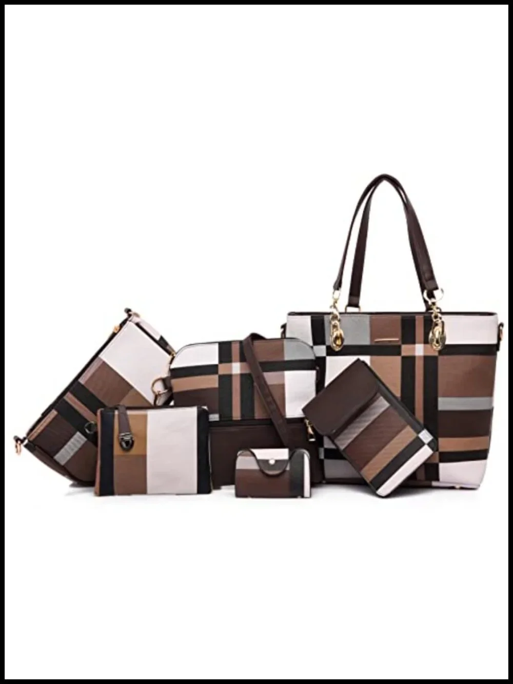 Women's 6-Piece Handbag Set Faux Leather Tote Crossbody Hobo Clutch